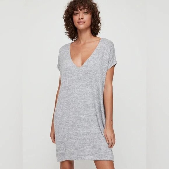Wilfred Free Dress Marcoux Dress Jersey T-Shirt Dress With Pockets Gray Size XXS - Picture 1 of 8